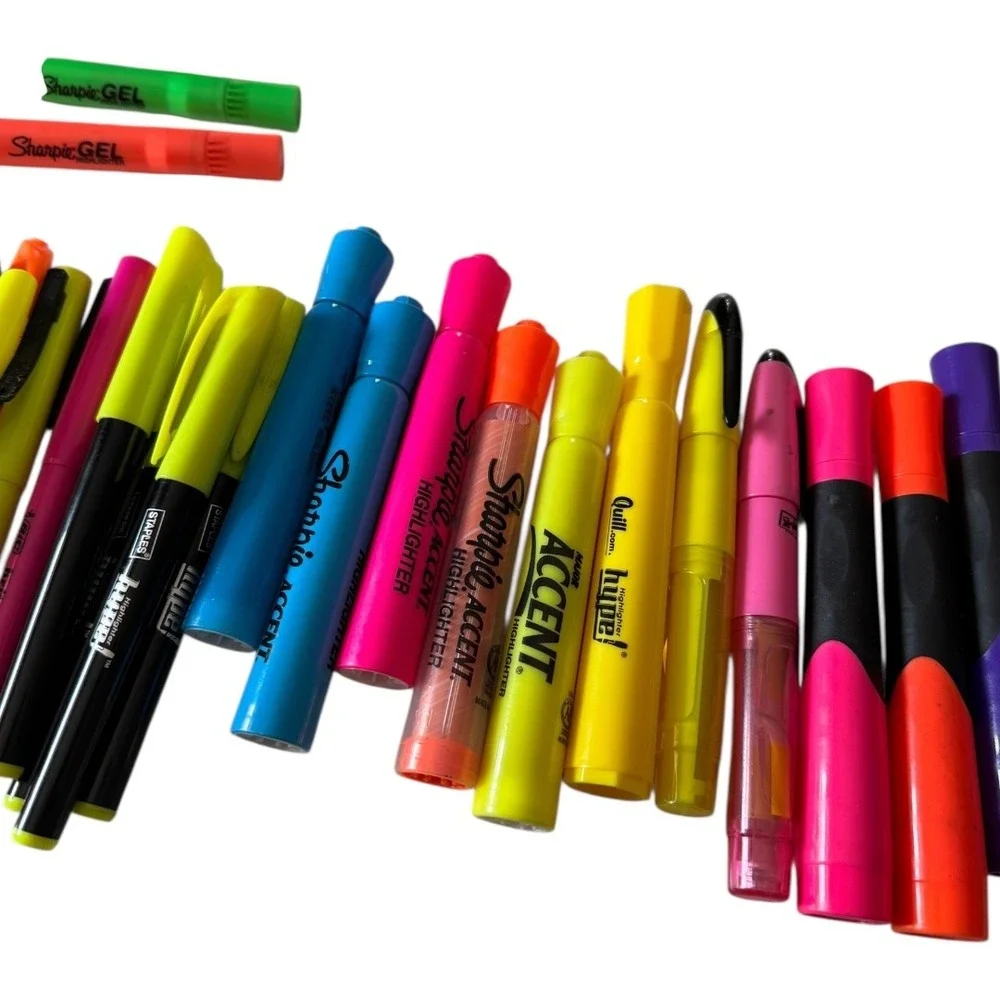 Bulk Lot‎ Highlighters Pens: Sharpie Accent, Bic , Quill, Staples TESTED B20Q